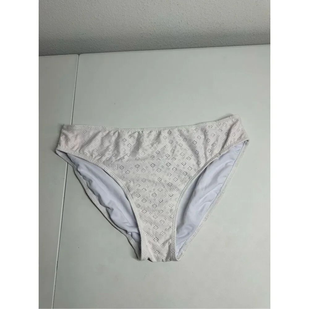 Mynah Women’s Bohemian Textured Bikini Bottom White Lined Size 20W